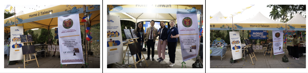 Day 1 of UP VINTA and Home 2 Taiwan (H2TW) participation at the Sunshine Vibe Fest 2026. In photos are Atty. Karina Perida-Trayvilla, Mr. Francis Eugenio, and Ms. Chishu Chang from Manila Economic and Cultural Office (MECO) and Ms. Janelle Ebron from UP VINTA/H2TW.